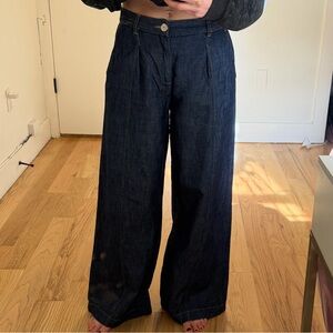 Zara Wide-Leg Women Jeans. Dark Indigo.